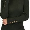 Sweaters | Newshows Newshows Women'S Solid Long Sleeve Knit Crew Neck Button Stretch Casual Pullover Sweater