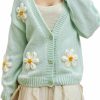 Sweaters | Migratory Bird Guide Migratory Bird Guide Kawaii Y2K Sweater Cardigan For Women, Long Sleeve V-Neck Button Cropped Flower Knit Womens Clothes