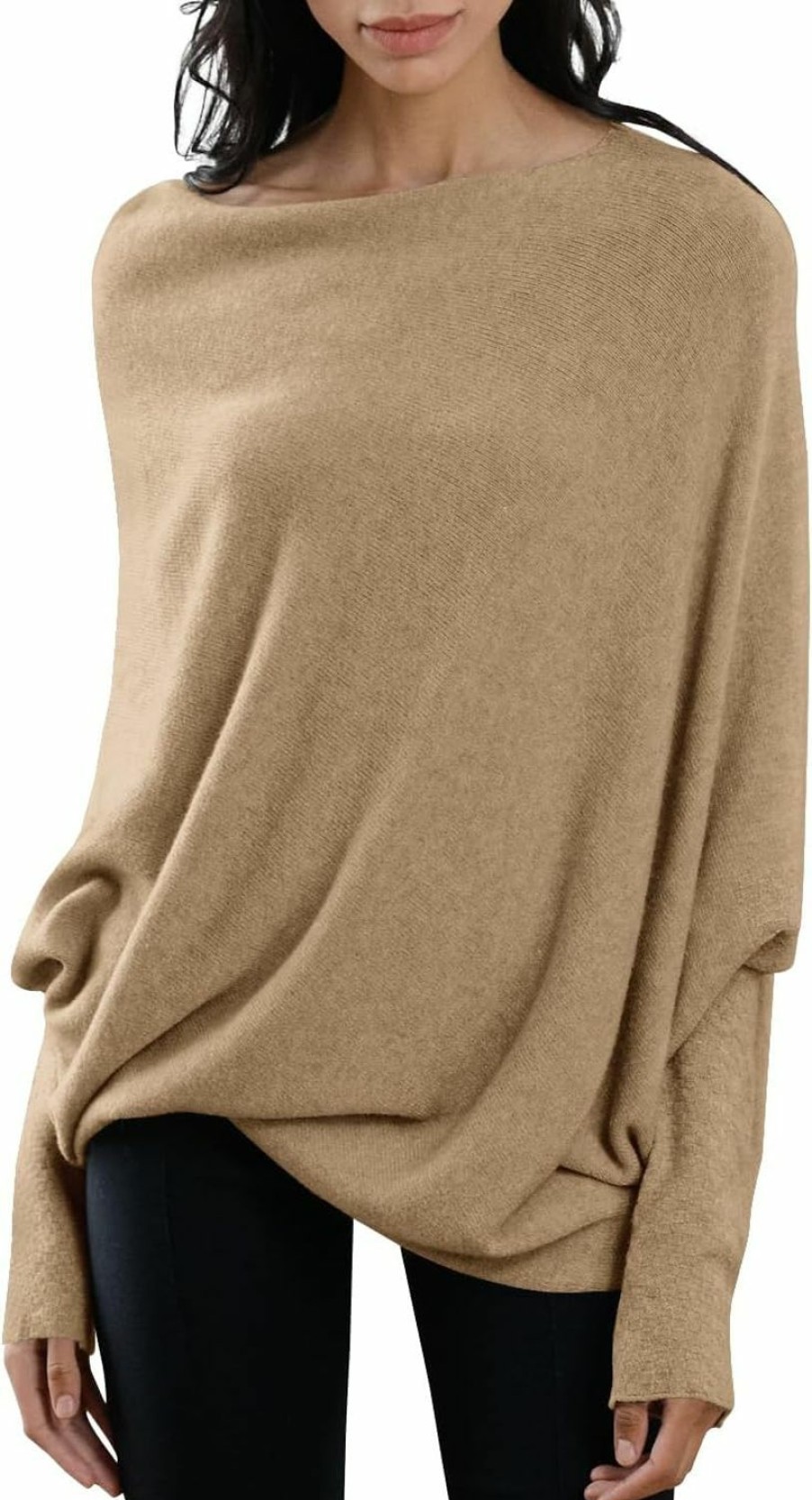 Sweaters | Imily Bela Imily Bela Batwing Boat Neck Sweaters For Women 2024 Fall Long Sleeve Soft Knit Loose Baggy Pullover Jumper Top