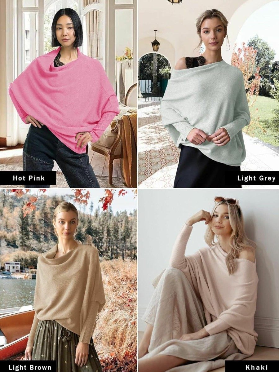 Sweaters | Imily Bela Imily Bela Batwing Boat Neck Sweaters For Women 2024 Fall Long Sleeve Soft Knit Loose Baggy Pullover Jumper Top