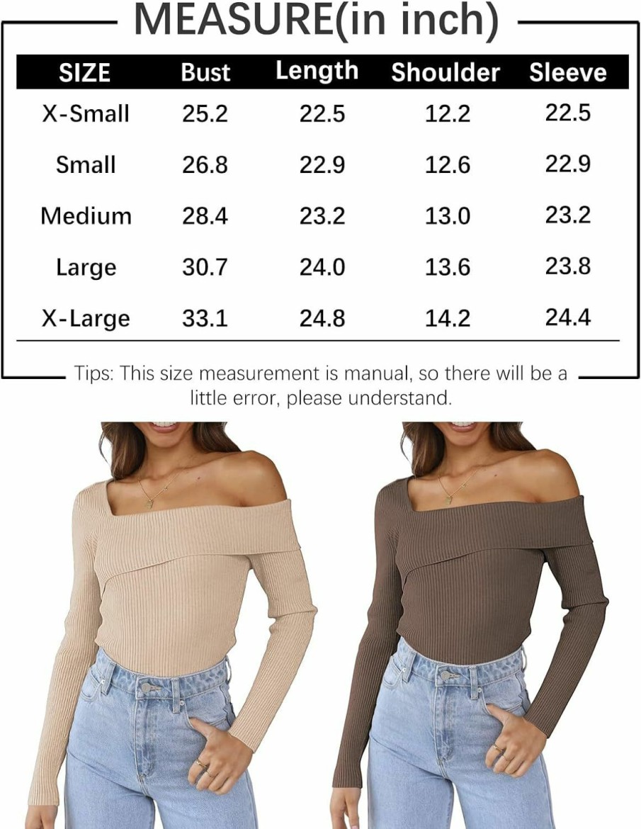 Sweaters | LILLUSORY Lillusory Womens Off Shoulder Sweaters 2024 Fall Long Sleeve Knitted Lightweight Going Out Pullover Sweater Tops