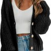 Sweaters | Caracilia Caracilia Women'S Chunky Cardigans Sweaters Open Front Long Sleeve Cute Knit Button Loose Short Cozy Outerwear 2023 Fall Coat