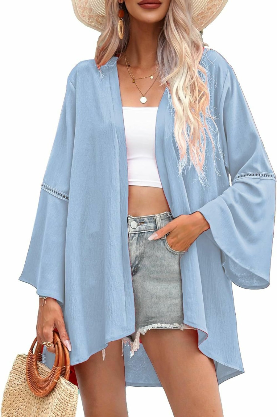 Sweaters | Yekaty Yekaty Kimonos For Women Bell Sleeve Loose Kimono Cardigan Casual Open Front Beach Cover Up 2024