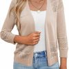 Sweaters | LIENRIDY Lienridy Women'S Crochet Cropped Cardigans Sweaters 3/4 Sleeve Open Front Bolero Shrugs, S-Xl