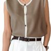 Sweaters | Verdusa Verdusa Women'S Casual Button Front Round Neck Sleeveless Knit Sweater Vest