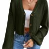 Sweaters | Floerns Floerns Women'S Solid Long Sleeve Button Down V Neck Cardigan Crop Top Sweater