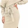 Sweaters | Viottiset Viottiset Women'S V Neck Long Batwing Sleeve Wrap Midi Knit Sweater Dress Elegant Backless With Belt Slit