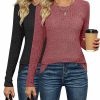 Sweaters | Ficerd 2 Pack Women'S Knit Tops, Crew Neck Casual Shirts, Short Or Long Sleeve Summer Pullover Blouses Ribbed Knit Tunic Tops