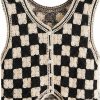 Sweaters | Verdusa Verdusa Women'S Button Front V Neck Sleeveless Checkered Knit Sweater Vest