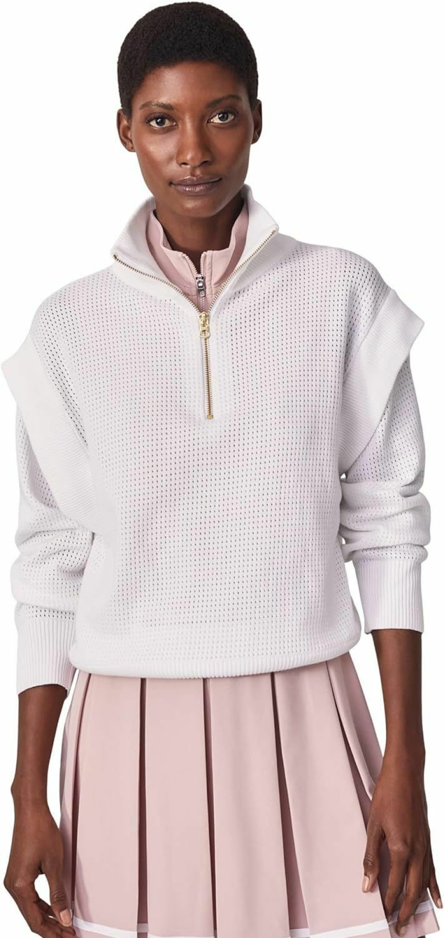 Sweaters | Varley Atwood 1/2 Zip Knit White Lg