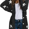 Sweaters | HAPCOPE Women'S Star Print Button Down Knit Open Front Cardigan Sweaters With Pockets