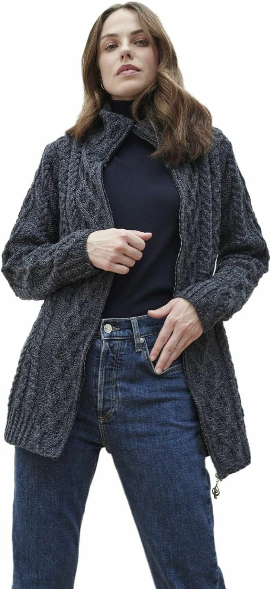 Sweaters | Aran Woollen Mills Ladies Irish Zipper Wool Cardigan