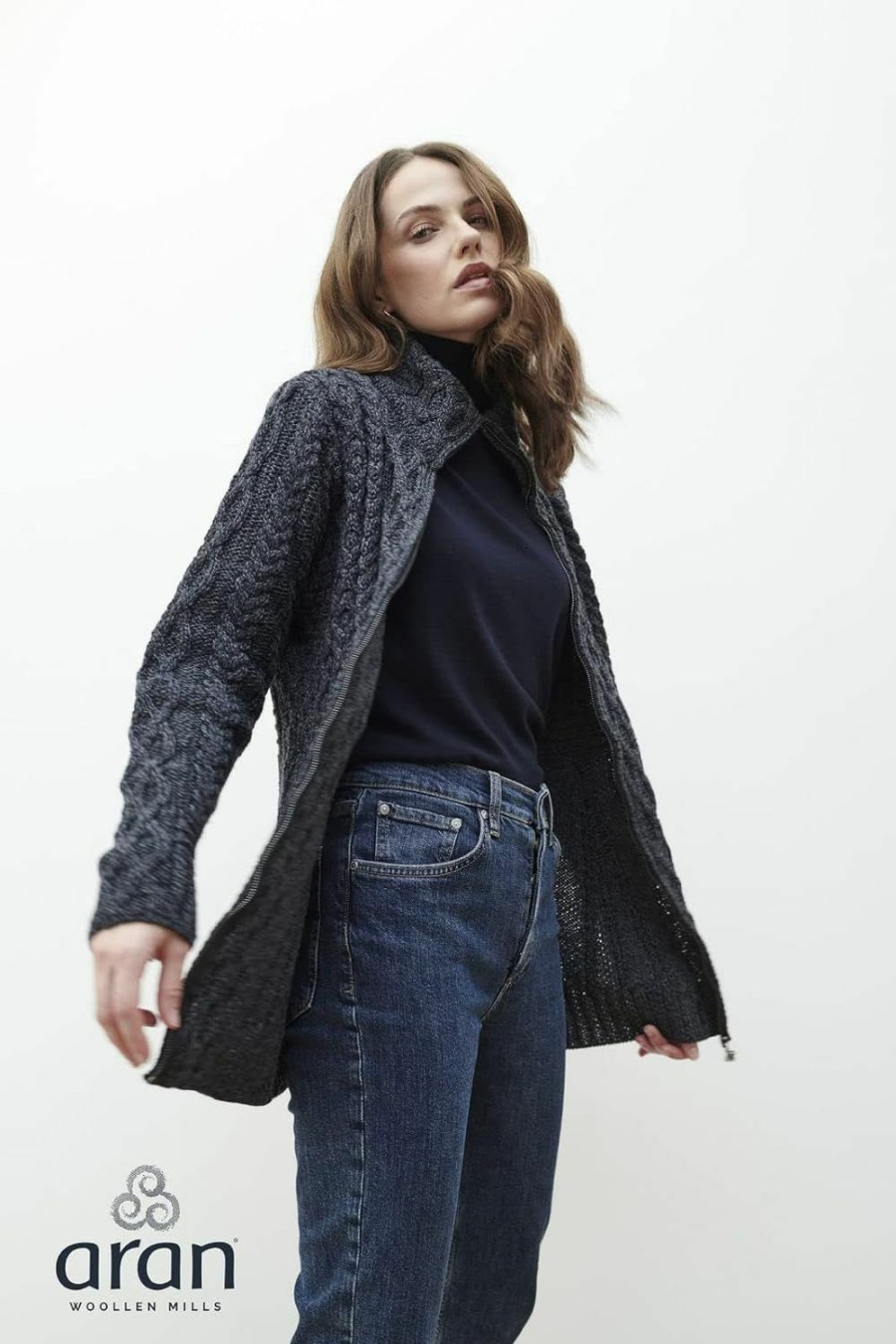 Sweaters | Aran Woollen Mills Ladies Irish Zipper Wool Cardigan