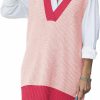 Sweaters | Viottiset Viottiset Women'S Oversized V Neck Knit Sweater Vest Tunic Sleeveless Pullover Top