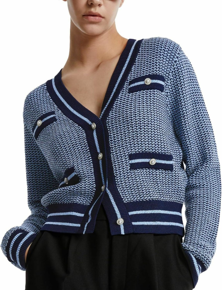 Sweaters | URBAN REVIVO Women'S Tweed Plaid Cardigan V Neck Long Sleeve Crop Short Women Tweed Jacket For Winter