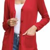 Sweaters | EANUER Women'S Open Front V-Neck Soft Knit Cardigan Button Down Long Sleeve Sweater With Pockets