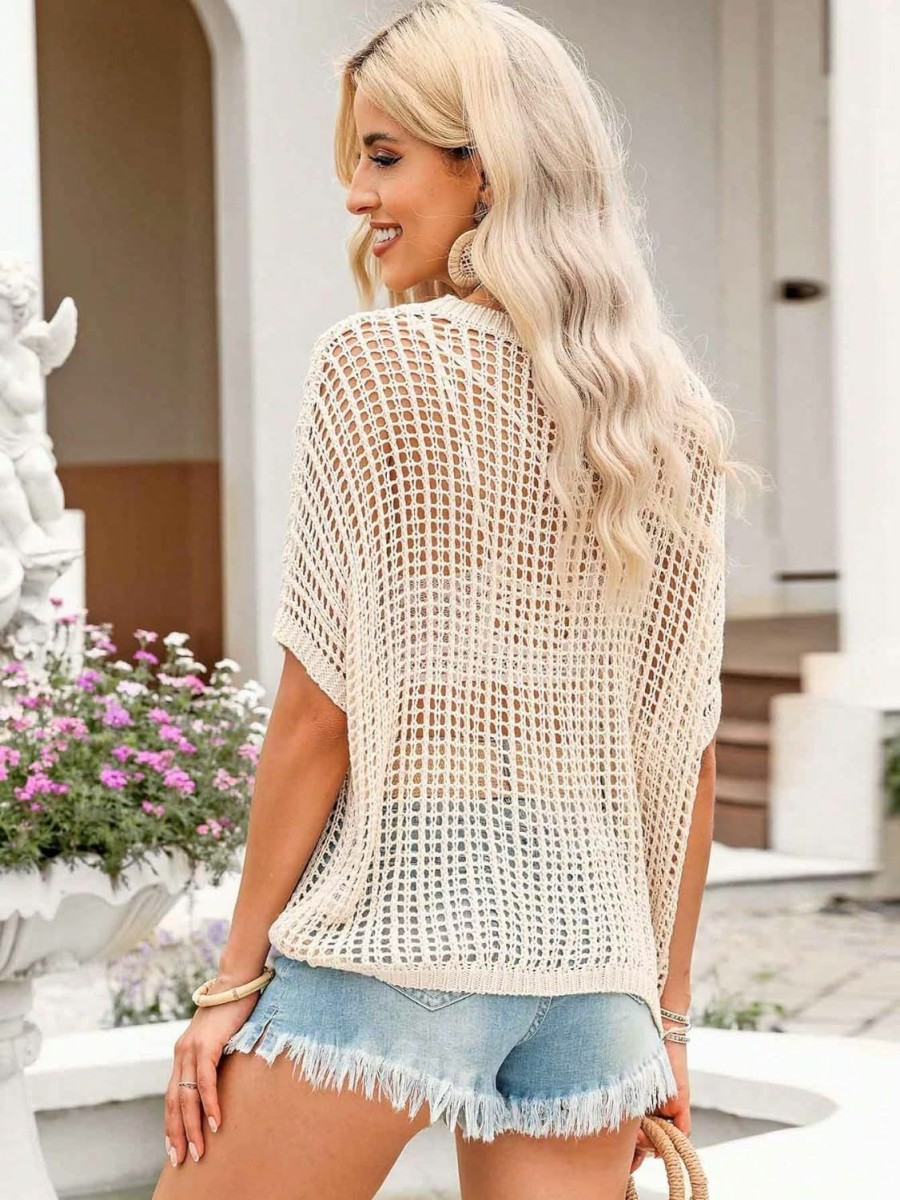 Sweaters | Verdusa Verdusa Women'S Half Dolman Sleeve Crochet Sweater Casual Loose Summer Hollow Out Knit Tops Cover Up