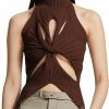 Sweaters | SAFRISIOR Safrisior Women Sexy Hollow Out Twist Front Knitted Tank Tops Sleeveless High Neck Cut Out Sweater Vest