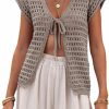 Sweaters | Saodimallsu Saodimallsu Womens Tie Crochet Shrug Short Sleeve Open Front Lightweight Knit Cropped Cardigan Sweaters Cover Up