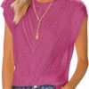 Sweaters | Langwyqu Langwyqu Womens Cap Sleeve Tops Summer Crew Neck Shirt Lightweight Crochet Knit Sweater