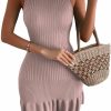 Sweaters | MakeMeChic Makemechic Women'S Sleeveless Ruffle Hem Ribbed Knit Mini Bodycon Sweater Dress