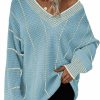 Sweaters | Dokotoo Dokotoo Womens Oversized Striped Tunic Long Sleeve Sweaters Casual V Neck Color Block Knit Pullover Jumper Tops