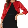 Sweaters | Allegra K Allegra K Women'S Satin Cardigan Elegant 3/4 Sleeve Solid Bolero Shrug Tops