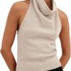 Sweaters | Langwyqu Langwyqu Womens Turtleneck Sweater Vests Sleeveless Knit Halter Tank Tops Sexy Loose Cami Shirts