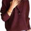 Sweaters | LILLUSORY Lillusory Women'S Snap-Buttons Foldover Collar Henley Knitted Pullover Sweater Tops