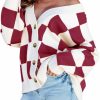 Sweaters | Dokotoo Dokotoo Womens Plaid V Neck Button Down Long Sleeve Cable Knit Oversized Cardigan Sweaters Tops