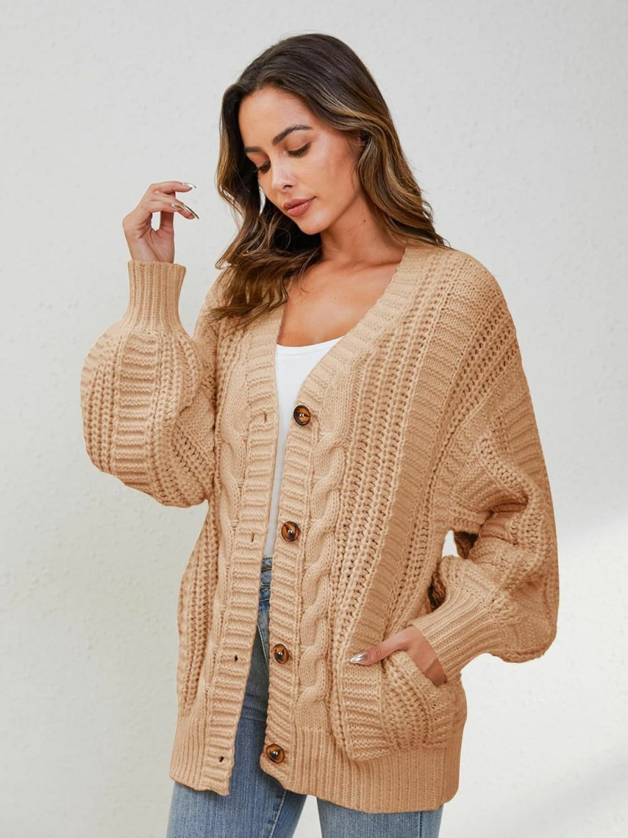 Sweaters | YKR Cardigan Sweaters For Women Oversized Chunky Open Front Lantern Sleeve Knit Button Down Sweaters Fall Winter 2023