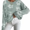 Sweaters | OYOANGLE Oyoangle Women'S Ribbed Knit Long Sleeve Top Floral Drop Shoulder Loose Sweater