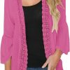 Sweaters | PRETTODAY Prettoday Women'S Summer Kimono Cardigans Ruffle Bell Sleeve Sweaters Lace Cover Up Loose Blouse Tops