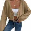 Sweaters | MakeMeChic Makemechic Women'S Waffle Knit V Neck Button Up Bishop Sleeve Cropped Cardigan Sweater