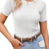 Sweaters | Zeagoo Zeagoo Women'S Short Sleeve Basic Slim Fit Tops Crewneck Ribbed Knit T Shirt Cute Summer Outfits