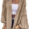 Sweaters | Dyexces Dyexces Womens Oversized Cardigan Sweaters Open Front Cable Knit Lantern Long Sleeve Chunky Outwear Coats