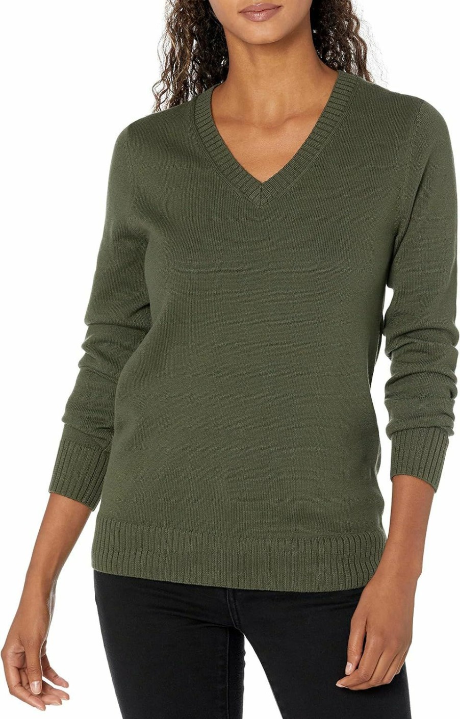 Sweaters | Amazon Essentials Amazon Essentials Women'S 100% Cotton Long-Sleeve V-Neck Sweater