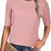 Sweaters | Arach&Cloz Arach&Cloz Womens Summer Sweater 2024 Spring Tops Short Sleeve Casual Blouses Crewneck Fashion Hollow Out Knit Pullover Shirt