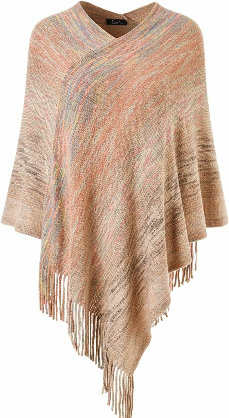 Sweaters | Ferand Ferand Women'S Multicolor Poncho Sweater Versatile Wrap Shawl With Fringes