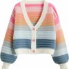 Sweaters | WDIRARA Wdirara Women'S Colorful Open Front V Neck Long Sleeve Crop Cardigan Buttons Loose Knit Sweater Coat