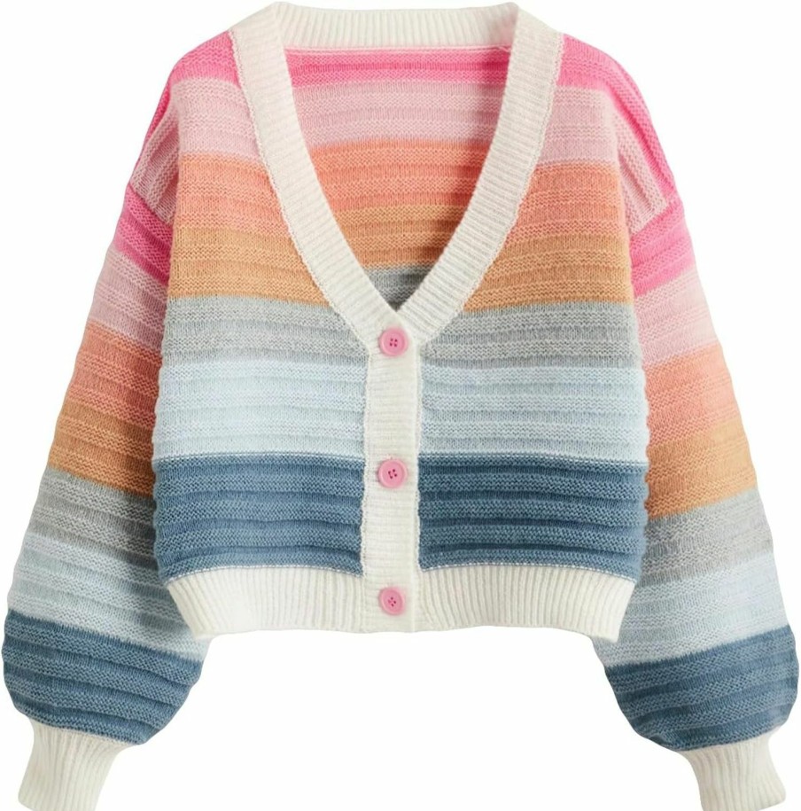 Sweaters | WDIRARA Wdirara Women'S Colorful Open Front V Neck Long Sleeve Crop Cardigan Buttons Loose Knit Sweater Coat