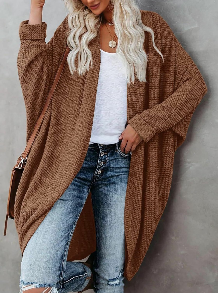 Sweaters | ZoeAce Zoeace Womens Open Front Knit Cardigan Long Batwing Sleeve Oversized Sweater Chunky Waffle Cable Boho Pockets Coat