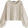 Sweaters | ZAFUL Zaful Women'S Pullover Ribbed Cropped Knitwear Drawstring Ruched Knitted Crop Top Solid V-Neck Long Sleeve T-Shirt