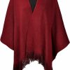 Sweaters | ZLYC Zlyc Women'S Reversible Winter Knitted Cardigan Faux Cashmere Fringe Capes Shawl Blanket Wrap Sweater