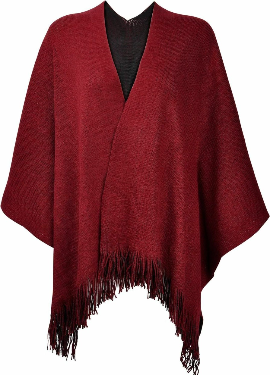 Sweaters | ZLYC Zlyc Women'S Reversible Winter Knitted Cardigan Faux Cashmere Fringe Capes Shawl Blanket Wrap Sweater