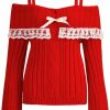 Sweaters | Wociccou Crochet Tops For Women Knitted Sweater Top Pullovers Knitted Tops Long Sleeve Going Out Y2K Knit Tops Streetwear