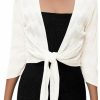 Sweaters | Satuun Women'S Tie Front Bolero Cardigan Shrug Sweater 3/4 Sleeve Knotted Lightweight Short Shawl Top