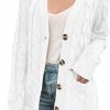 Sweaters | disi Womens Cardigan Long Sleeve Cable Knit Sweater Open Front Loose Outwear With Pocket