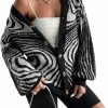 Sweaters | MakeMeChic Makemechic Women'S Zebra Striped Button Front V Neck Long Sleeve Knit Cardigan Sweater