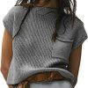 Sweaters | SKIKYAN Skikyan Women Casual Cap Sleeve Knit Sweater Crop Tops Vest Loose Ribbed Tank Top Pullover Shirts